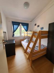 een slaapkamer met 2 stapelbedden en een raam bij MiB in Bašić
