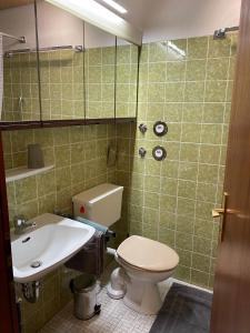 a bathroom with a toilet and a sink at View from the Rock in Sasbachwalden