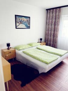 ein Hotelzimmer mit 2 Betten und einem Fenster in der Unterkunft Smeštaj Zeka Tekija in Tekija