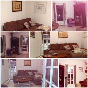 a collage of four pictures of a living room at Villa Julia in Saint-Pierre