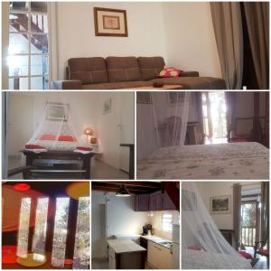 a collage of photos of a bedroom and a living room at Villa Julia in Saint-Pierre