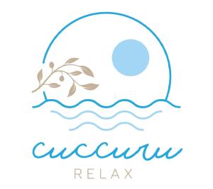 ein Logo der Sonne und des Ozeans mit einer Welle in der Unterkunft Cuccuru Relax - B IUN Q9882 in Orosei