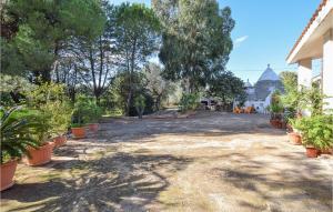 a courtyard with potted plants and a building at Trullo 1474 in Ceglie Messapica +5 photos