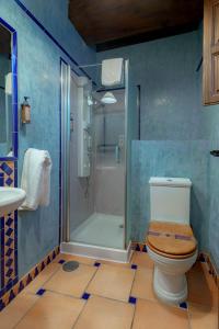 y baño con aseo y ducha acristalada. en Charminghomesgranada Apartamento Río Genil, en Granada