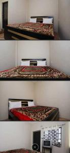three pictures of two beds in a room at POP Hotel Amrit Castle 2 in Morādābād