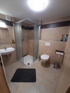 Koupelna v ubytování Apartmány Míra