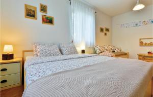 a bedroom with a large bed and a couch at Nice Home In Glina With Sauna in Donje Taborište
