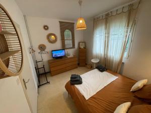 Televízia a/alebo spoločenská miestnosť v ubytovaní Villa&spa 3 ch 6pers en ville 12 mn de la plage