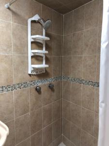 La salle de bains est pourvue d'une douche avec un pommeau de douche. dans l'établissement Suites Incoreli 4, Centro Pachuca de Soto, à Pachuca