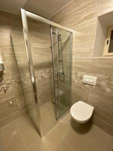 a bathroom with a shower and a toilet at Holiday Home Olea in Punat
