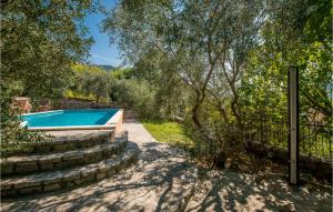 a swimming pool in a garden with trees at Amazing Home In Draga Bascanska With Outdoor Swimming Pool in Draga Bašćanska