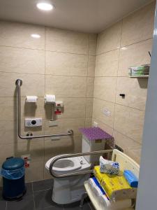 ein Bad mit WC in einem Zimmer in der Unterkunft 果芒驛站旅店 in Taipeh