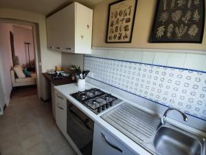 a kitchen with a stove top oven next to a sink at Panoramic Suites - Casa degli Artisti in Citerna