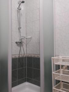 a bathroom with a shower with a tub at house anna in Rastovača