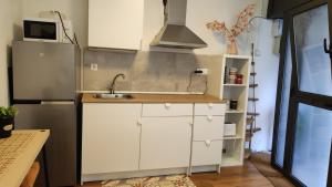 una cucina con lavandino e frigorifero di Barcelona Park Güell Estudio a Barcellona