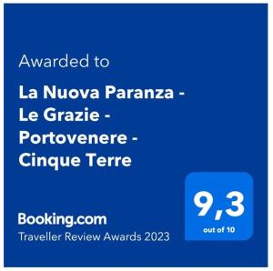 Sertifikāts, apbalvojums, norāde vai cits dokuments, kas ir izstādīts apskatei naktsmītnē La Nuova Paranza - Le Grazie - Portovenere - Cinque Terre