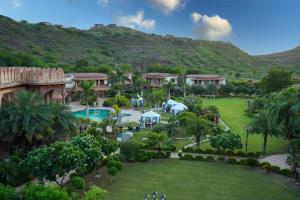 an aerial view of a resort with a pool at Marugarh Resort and Spa in Jodhpur