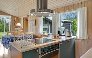 3 Bedroom Stunning Home In Odder في Odder: مطبخ مع مغسلة وموقد فرن علوي
