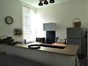 kuchnia z blatem i lodówką w obiekcie Appartement montagne w mieście Eaux-Bonnes