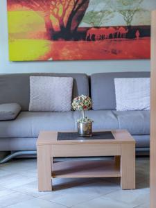 a coffee table in a living room with a couch at Green Terrace Apartment I in Dubrovnik