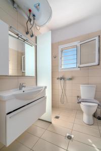 een badkamer met een wastafel en een toilet bij Villa Angelos in Nerántza