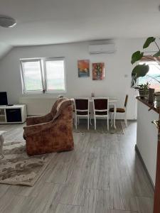 a living room with a couch and a table at Apartman Salus in Tuzla
