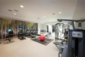 een fitnessruimte met fitnessapparatuur bij Modern 2 BR with Rooftop Lounge in New York