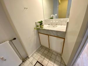 uma casa de banho com um lavatório e um espelho em Gothersgade 101C em Copenhague