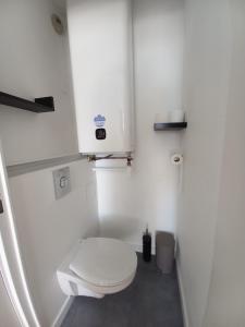 ein kleines Bad mit einem weißen WC in einem Zimmer in der Unterkunft Balcon sur mer in Saint-Gilles-Croix-de-Vie