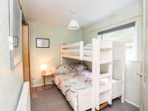 a bedroom with two bunk beds and a window at Samphire in Caernarfon