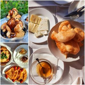 Hotel Marsil في Tepelenë: ملصق بأربع صور بأنواع مختلفة من الطعام