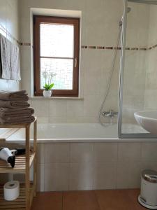 Koupelna v ubytování Das Bergquartier - Ferienwohnung Rabenkopf