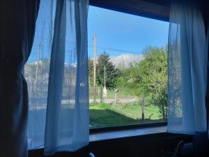 una ventana con vistas a un patio en Departamento ElTrebol en Lago Puelo