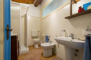 Petrognano的住宿－Casa Serena，一间带水槽和卫生间的浴室