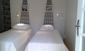 2 Betten in einem Zimmer mit 2 Türmen in der Unterkunft Asinus 32 in Viozan
