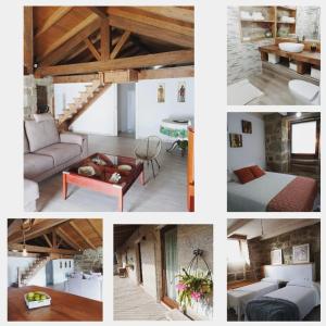 a collage of four pictures of a living room at As Fontaiñas 