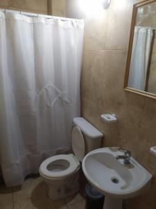 a bathroom with a white toilet and a sink at Departamentos Anchorena #5 in Ciudad Lujan de Cuyo