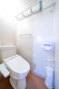 biała łazienka z toaletą i umywalką w obiekcie コーポセキヤ / Corp Sekiya w mieście Itoigawa