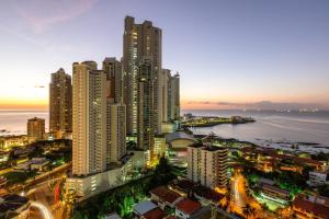 an aerial view of a city with tall buildings at Residence Inn by Marriott Panama City in Panama City