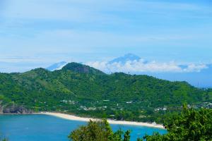 a view of a beach with trees and the ocean at Jungle Glamping Tent in Maluk
