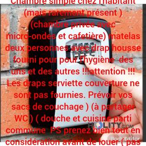 Captura de pantalla de una caja de texto con una lista de ingredientes en Chambre à petit budget pour personne simple, en Saint-Laurent-de-Neste