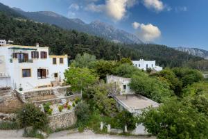 an aerial view of a house with mountains in the background at DIMIS ASOMATOS HOMES in Kos