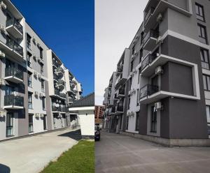 un grand immeuble situé à côté d'une rue dans l'établissement Gala Residence Baile Felix, à Cordău