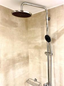 a shower with a shower head in a bathroom at Venetia in Tsoútsouros