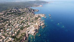 an aerial view of a island in the ocean at Veranda sul Paradiso in Costa Paradiso