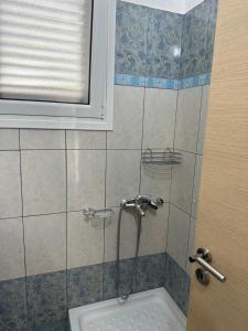 a shower in a bathroom with a sink at Anna House Dhermi in Dhërmi +38 photos