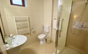 Hotel Termal في جواجيو باي: حمام مع مرحاض ومغسلة ودش