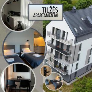 un collage de fotos de un apartamento en Tilzes Studio apartaments, Self check-in, Free parking, Comfort en Klaipėda