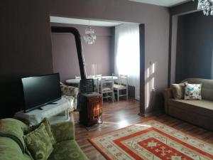 sala de estar con sofá y TV en Morsalkım konağı, en Trabzon
