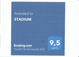 Certifikát, hodnocení, plakát nebo jiný dokument vystavený v ubytování STADIUM